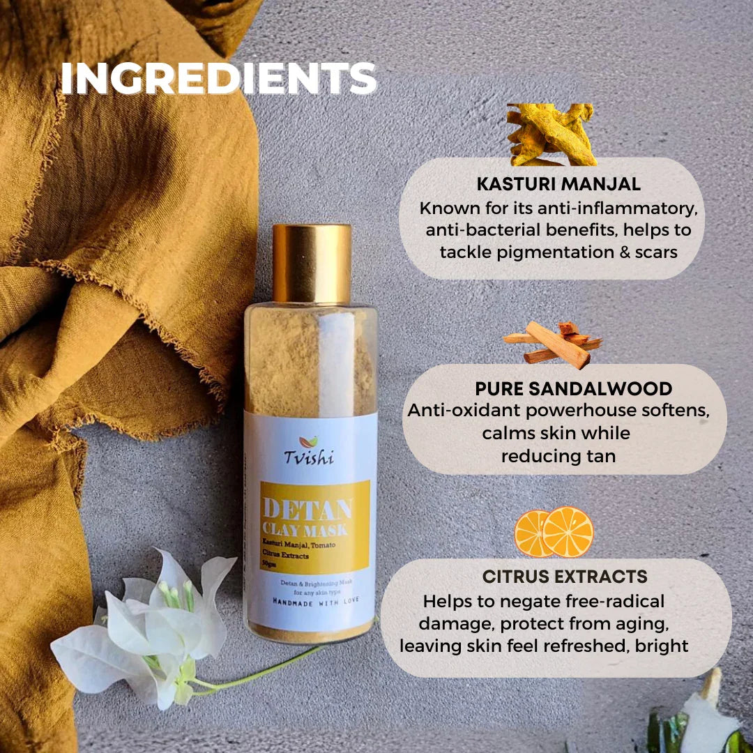 Detan Clay Mask 50 Gms - Tvishi Skincare