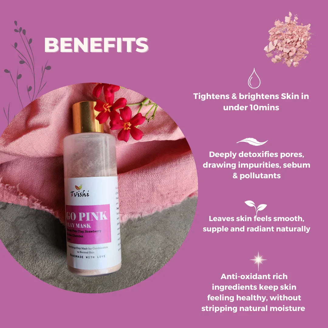 Go Pink Clay Mask 50 Gms - Tvishi Skincare