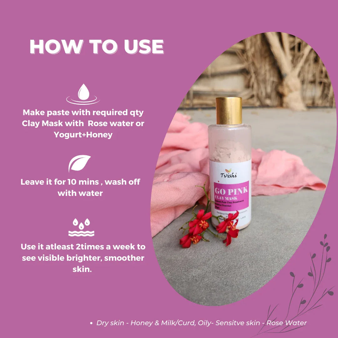 Go Pink Clay Mask 50 Gms - Tvishi Skincare