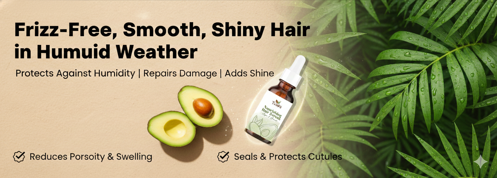 Hair serum for frizz control for smooth and shiny hair