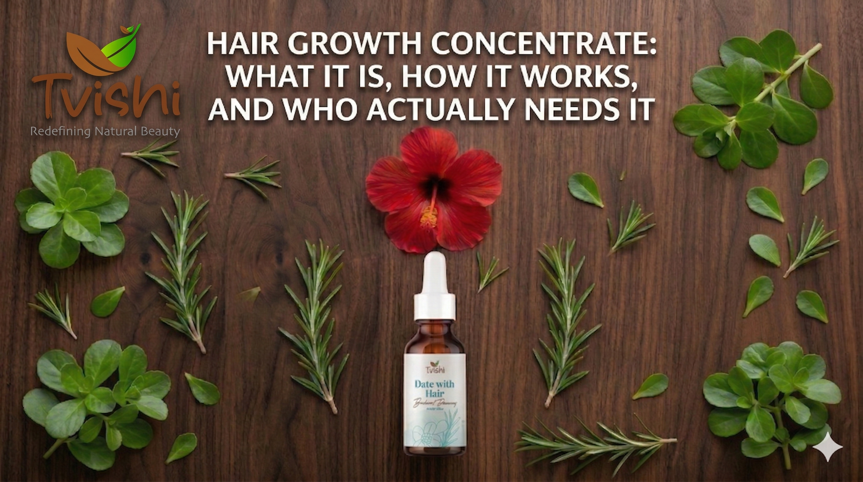 Tvishi Date With Hair concentrate bottle with natural Ayurvedic herbs for hair growth