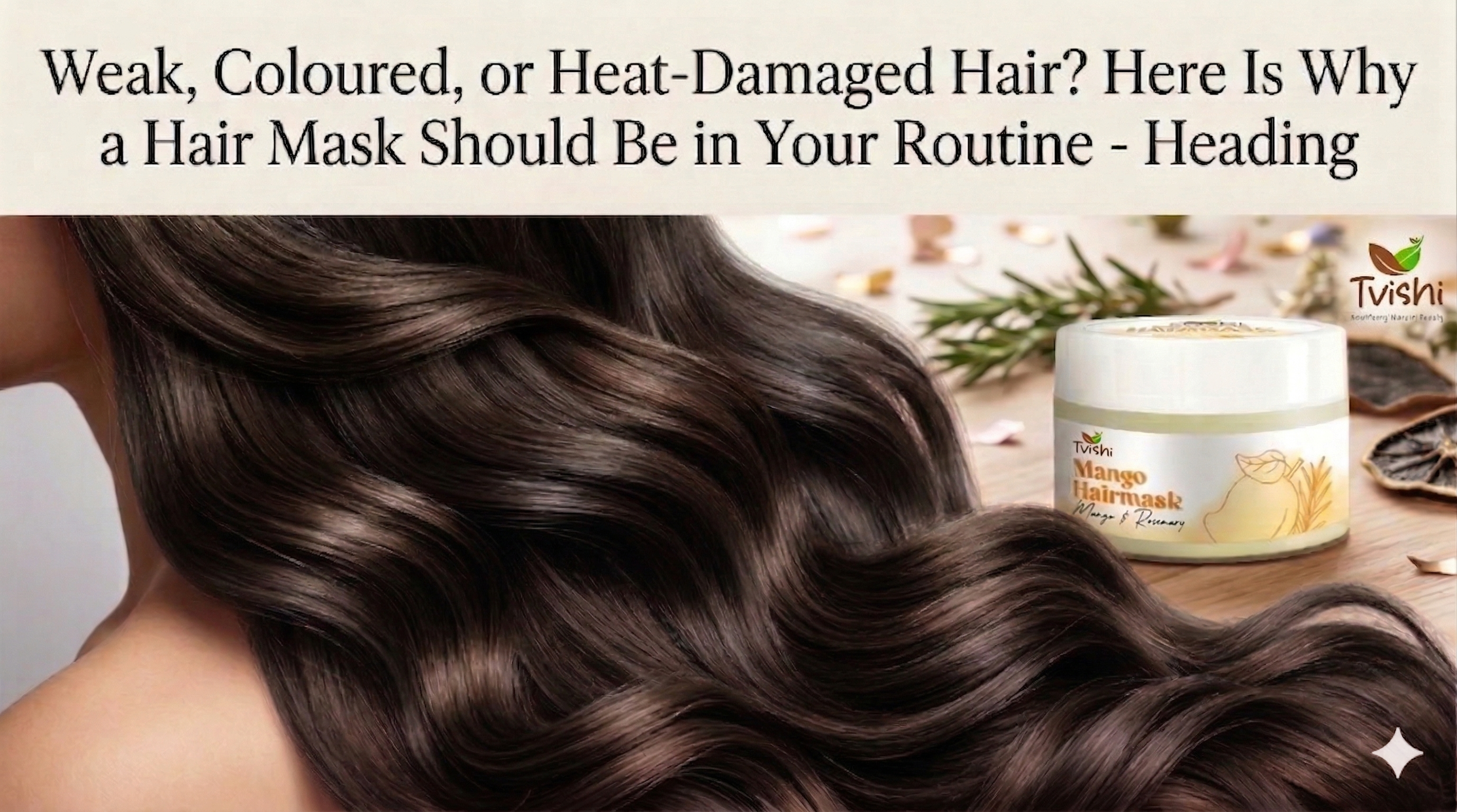 Coloured and heat-styled hair looking healthy and shiny after regular use of Tvishi Mango Hair Mask for weak hair
