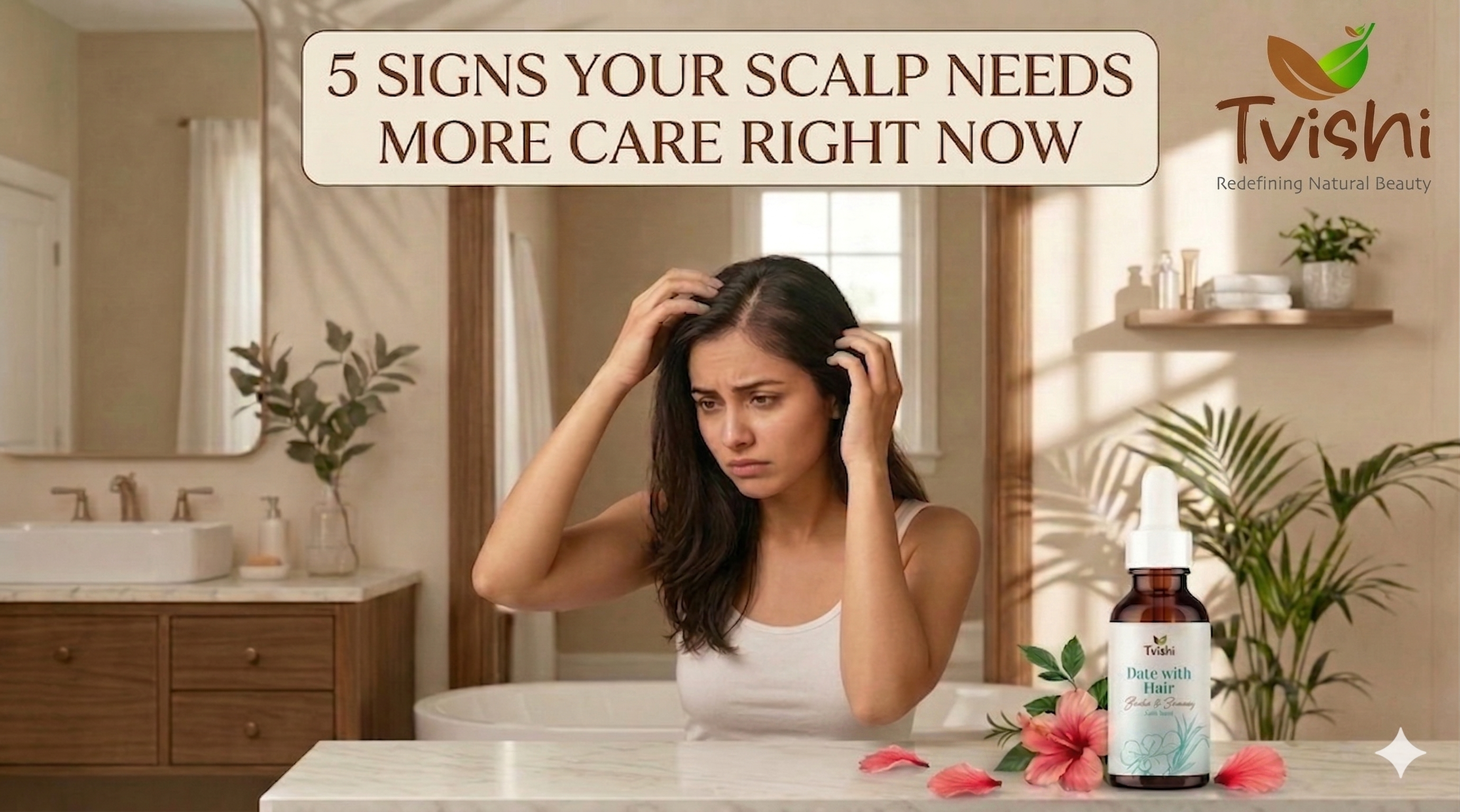 Woman checking scalp health — recognising signs of a weak or unhealthy scalp