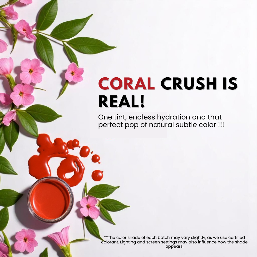 Coral Lip Tint used as a natural blush, eyeshadow, and lip color.