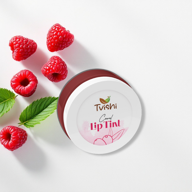 Handmade Coral Lip Tinted Balm in jar packaging for natural lip care.