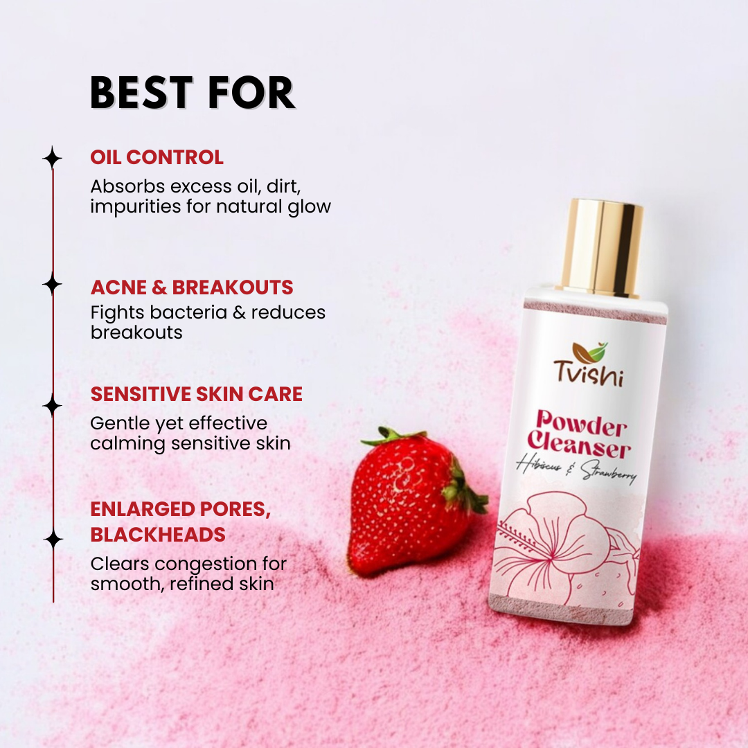 Tvishi Combination Skin Bundle — Pink Powder Cleanser for oily T-zone and combination acne-prone skin