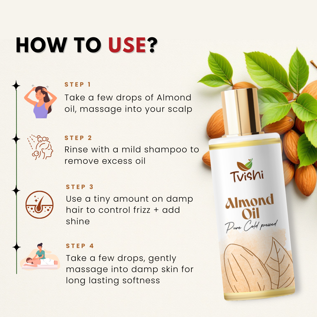 Tvishi pure almond oil for skin and hair nourishment