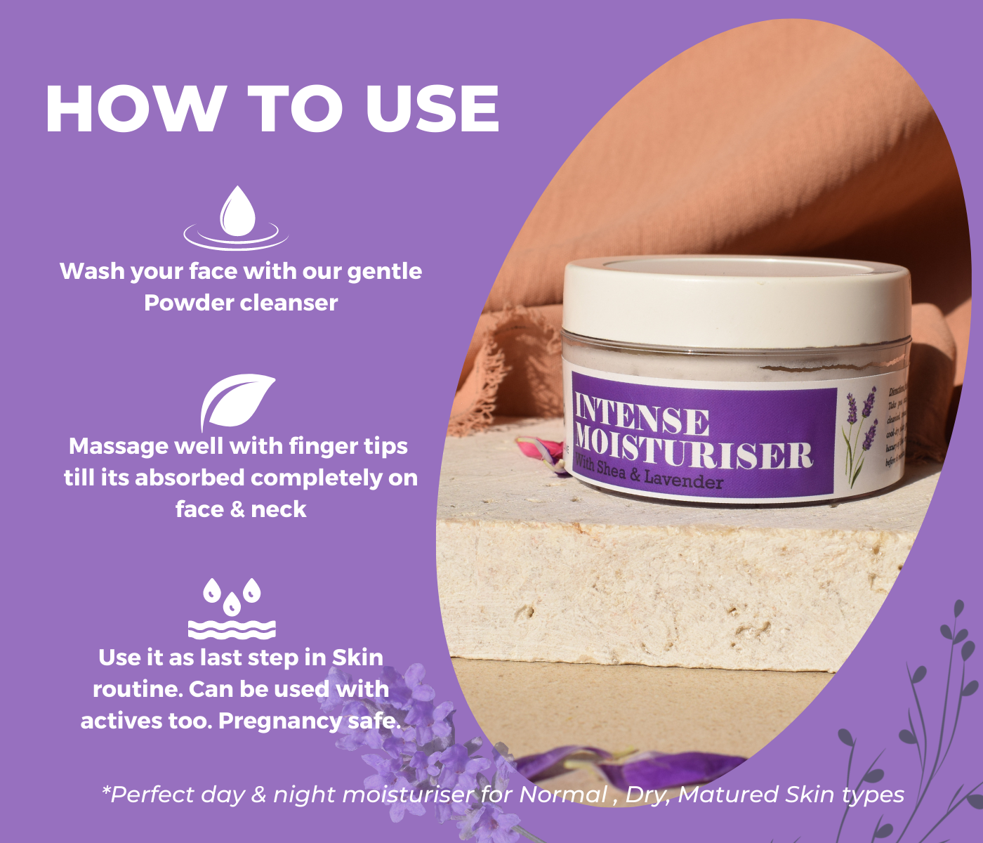 Lavender face cream to improve skin texture and softness