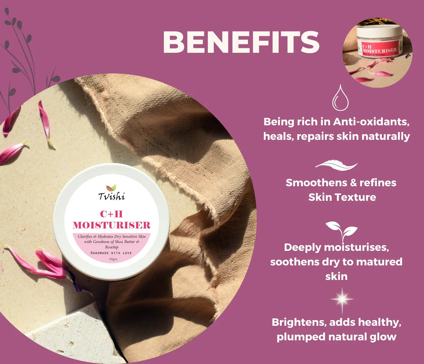 Moisturiser for dry flaky skin repair and nourishment